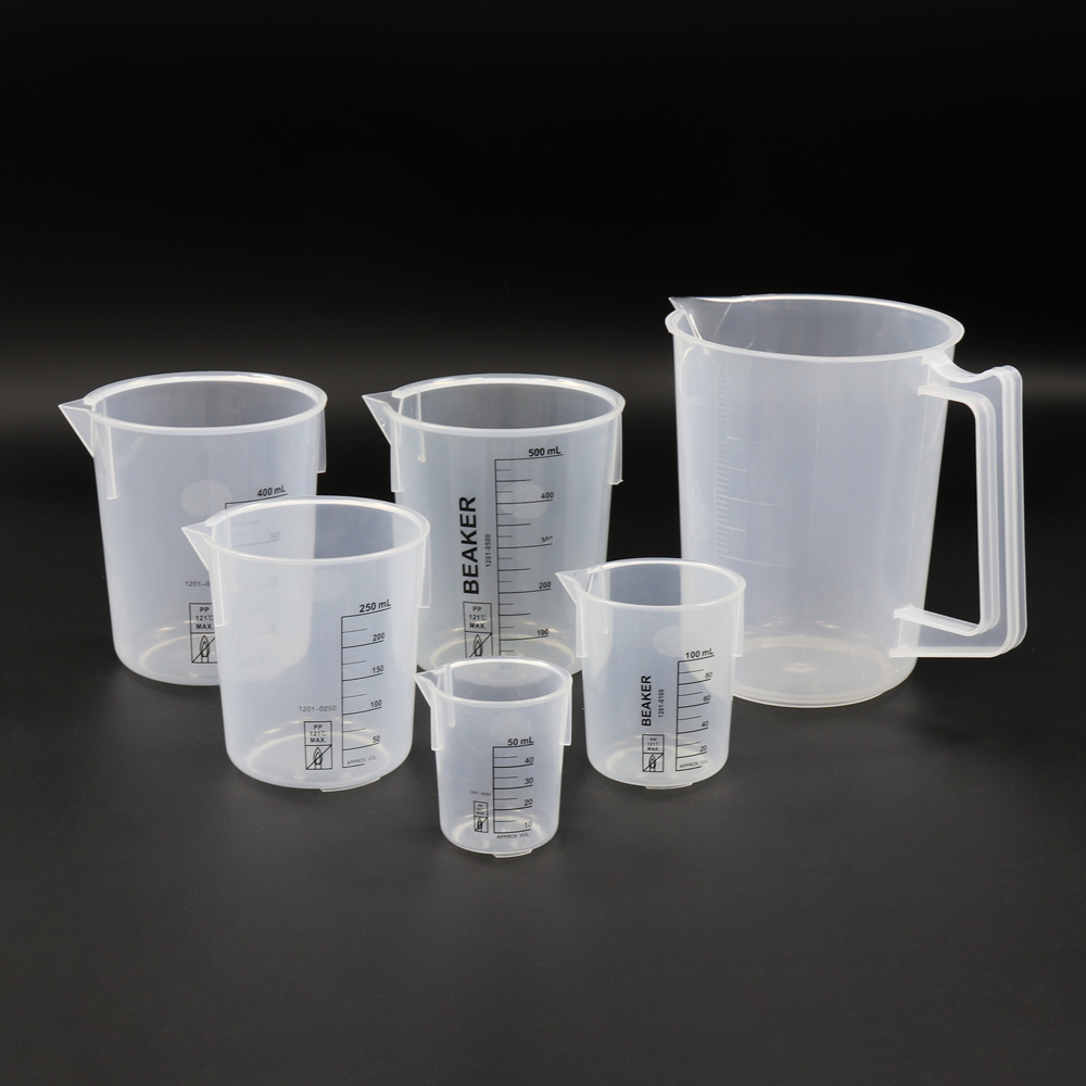 Ulab Scientific Stackable Graduated Plastic Beaker Set 6 Sizes 50ml 100ml 250ml 400ml 500ml 2732