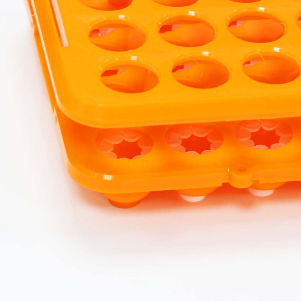 ULAB Scientific Test Tube Rack with Silicon Rubber Gasket, for Tubes of Diameter from 10mm to 18mm. 50Holes, ABS Material, Pack of 2, UTR1005