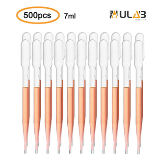 ULAB Scientific Narrow-Mouth Plastic Round Bottles and Pipette Set Cap.7ml/155mm Long Cap.1000ml 2pcs of Bottles 100pcs of Pasteur Pipette Offered LDPE Material Natural Color URB1007 