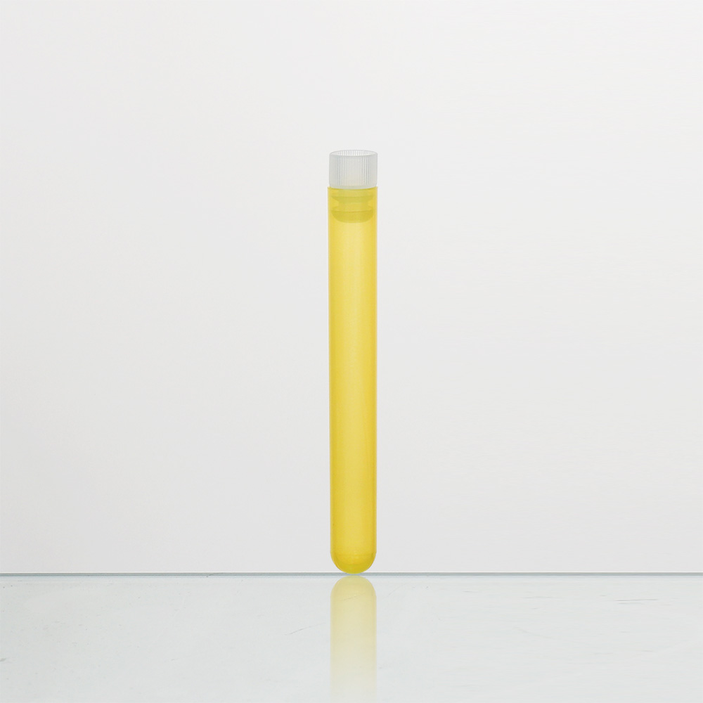 ULAB Plastic Test Tubes with Flange Stoppers, 50pcs of Dia.16x125mm Party Tubes, Yellow Color, 50pcs PE Flange Stoppers, Dia.16mm, Nature Color, UTT1020